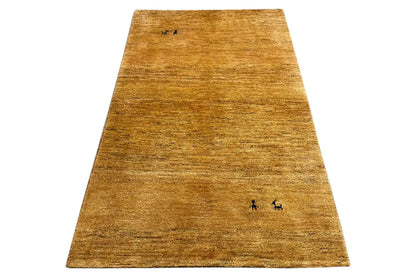 Gabbeh rug (153x97 cm), ochre-brown with small dark accent motifs