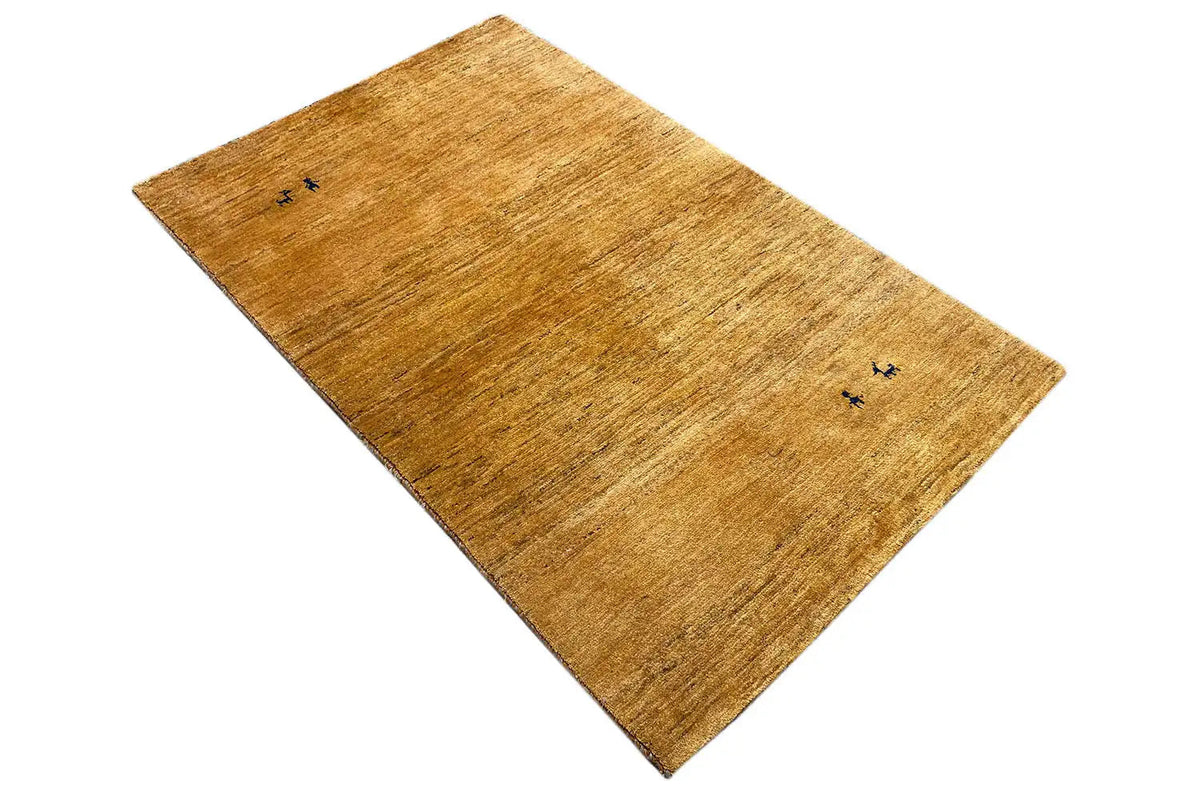 Gabbeh rug (153x97 cm) ochre brown, diagonal pattern, dark accent motifs
