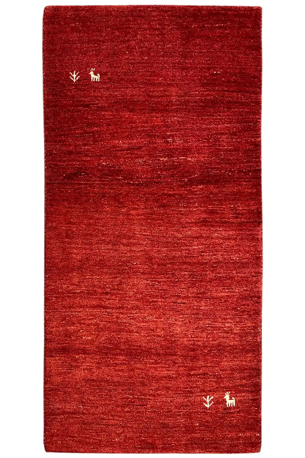 Gabbeh rug 142x69 cm, red variegated weave with small white patterns