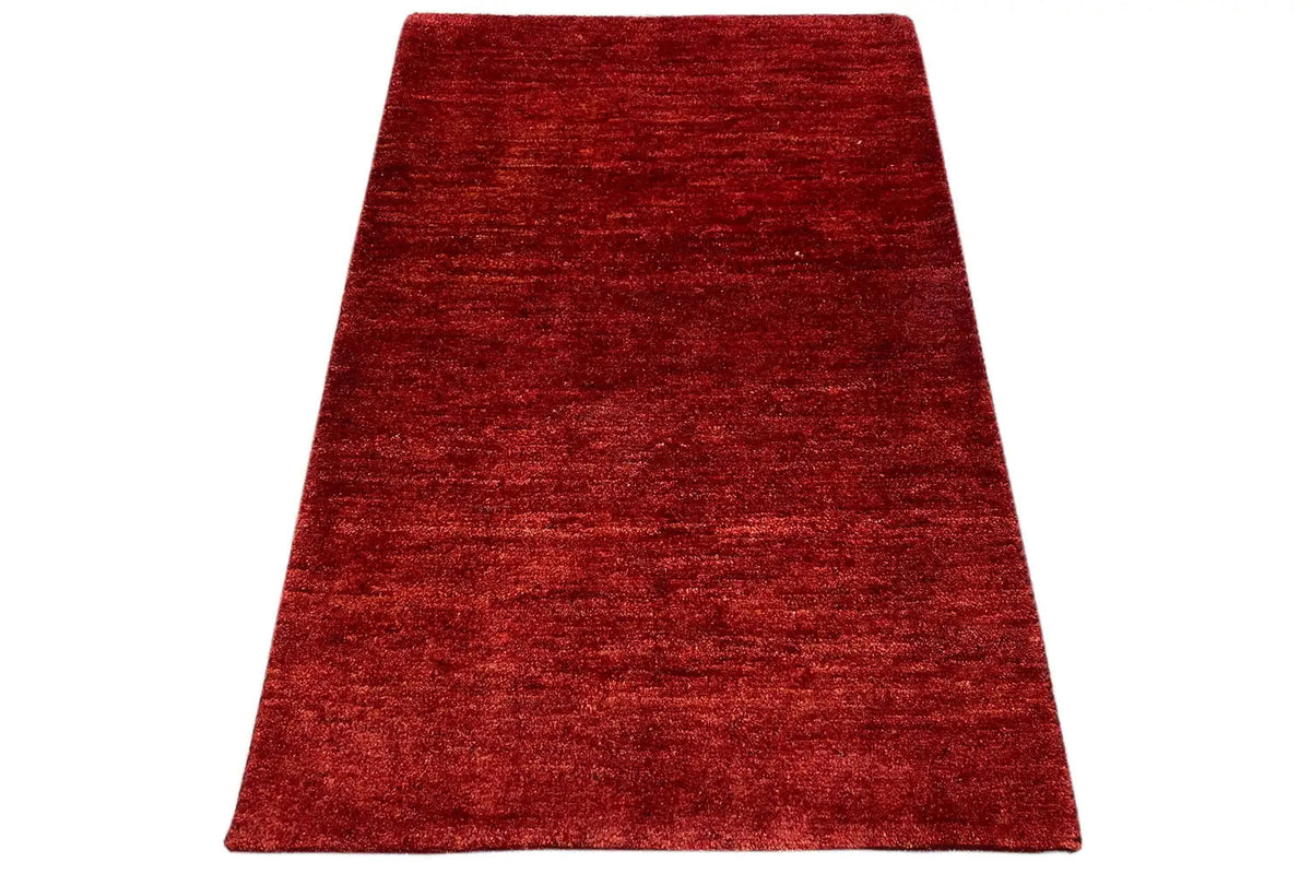 Gabbeh rug, red, angled view of the top, approx. 110x73 cm.