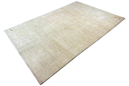 Beige Gabbeh rug, mottled surface with small corner motifs, 282×194 cm
