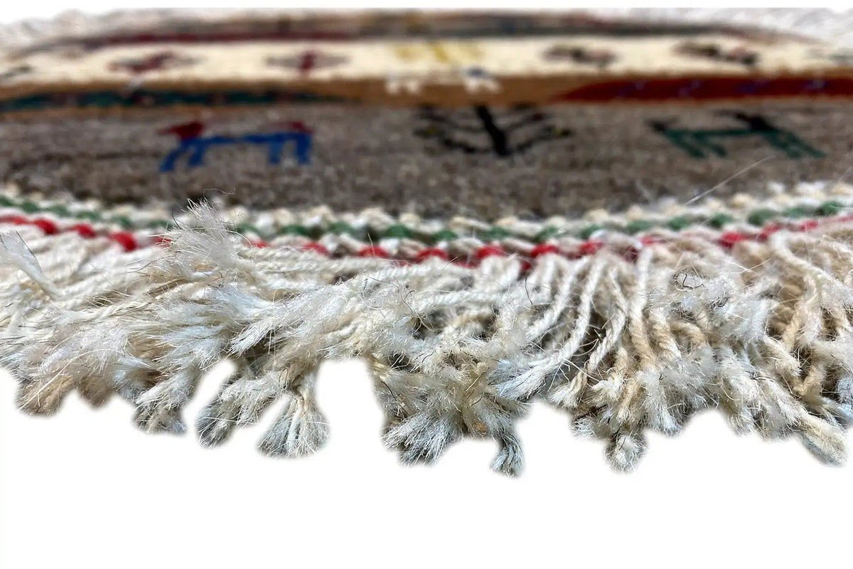 Gabbeh-Lori rug fringe, detail of the colorful selvedge (40x40 cm)