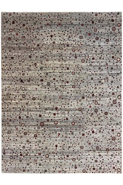 Gabbeh-Lori rug 245x172 cm, taupe with a delicate pattern and dark red accents