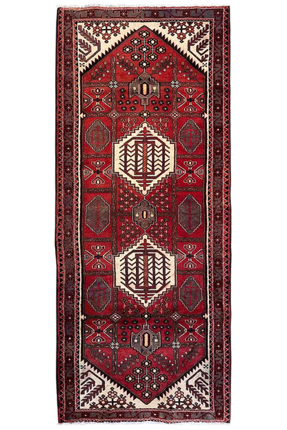 Hamadan runner, red Oriental pattern with decorative border, rectangular, 294x115 cm
