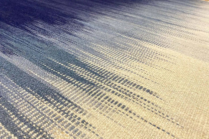 Kelim dhurrie rug with a striped woven pattern in blue and beige