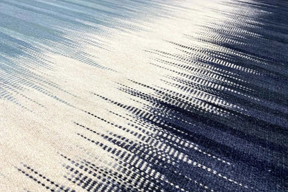 Modern kilim rug (160x230 cm) with blue and white stripes and a short pile