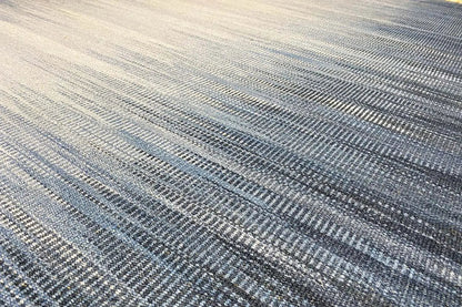 Modern kilim rug 160x230 cm with blue striped pattern and fringes
