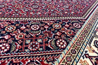 Bidjar rug (185x124 cm) – intricate ornaments in blue, red and white with a border