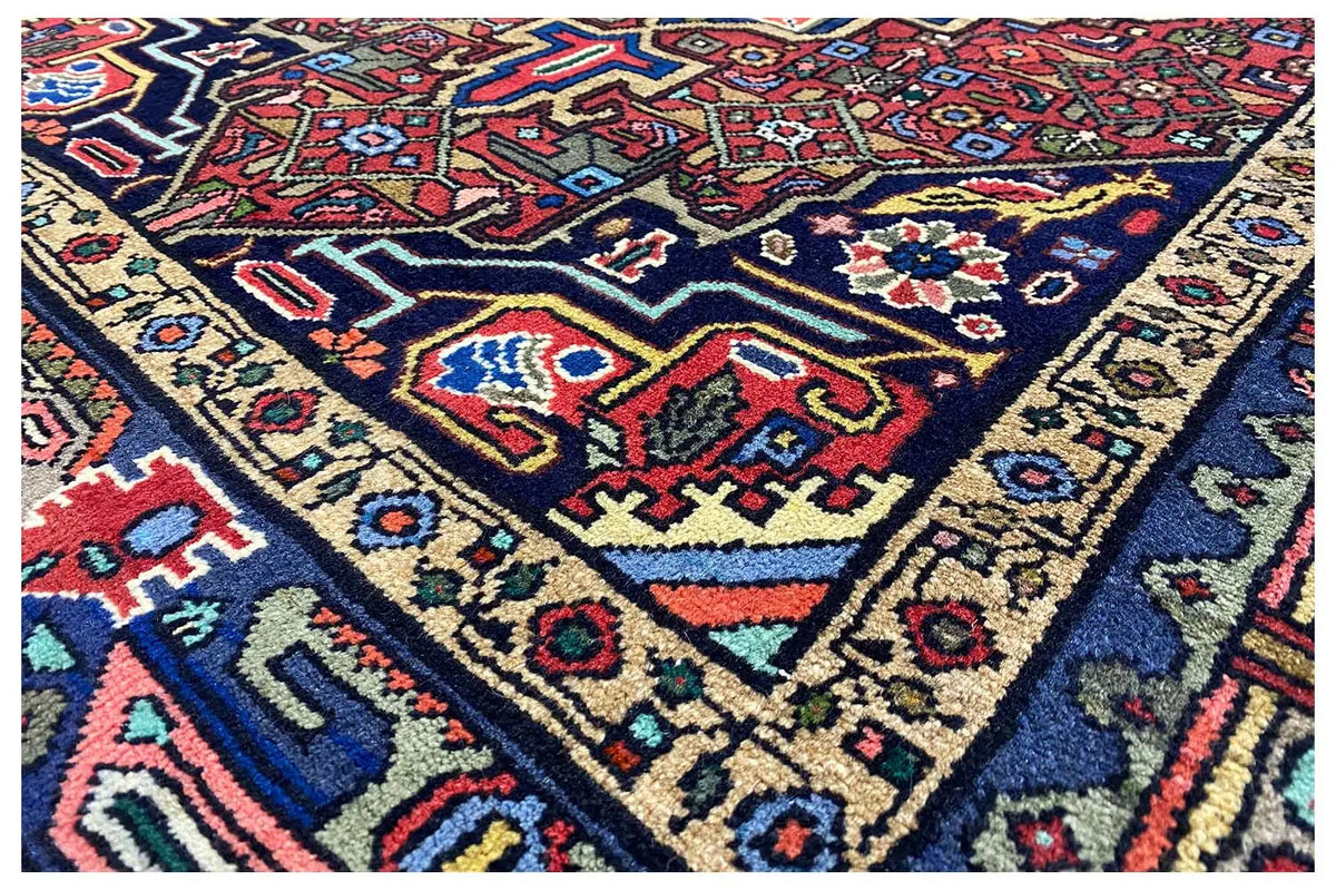 Hamadan rug with a detailed ornamental pattern, colorful, close-up view