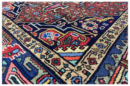 Hamadan rug with a detailed ornamental pattern, colorful, close-up view