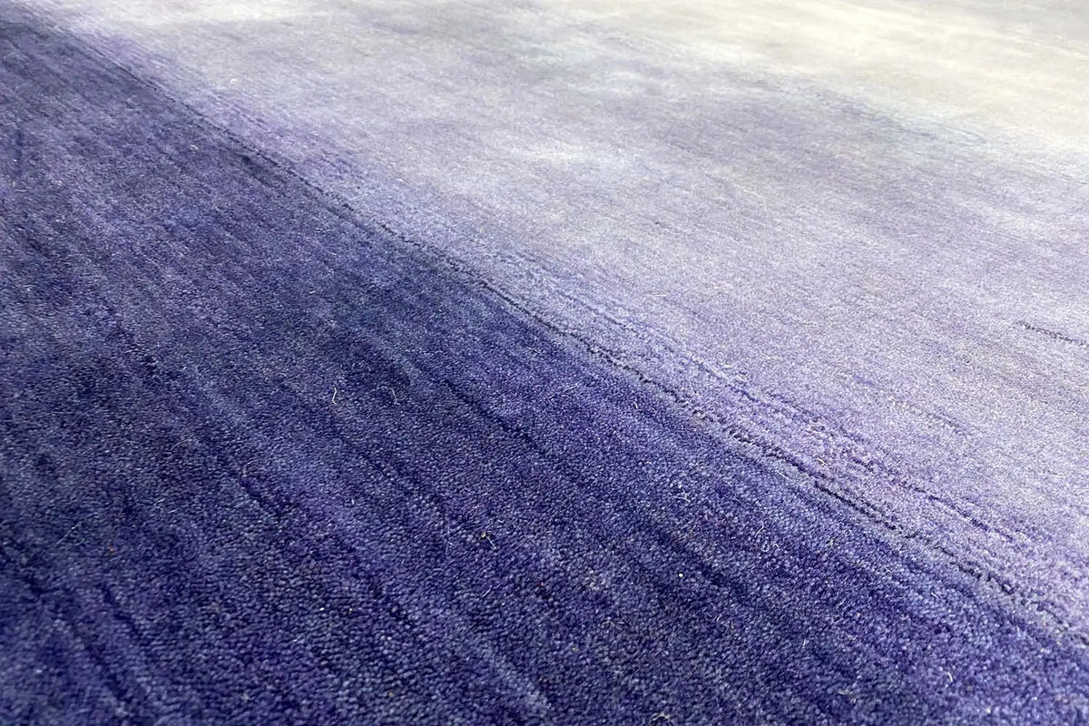 Gabbeh rug 180x123 cm: blue-violet texture with fine lines
