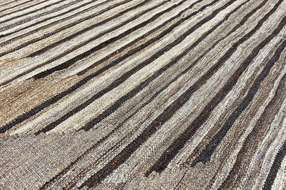 Qashqai kilim rug, striped pattern in beige and dark brown, 192x151 cm