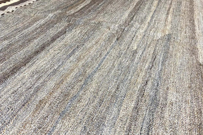 Kilim rug with a gray-brown pattern and fine blue stripes, 148x103 cm