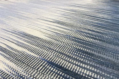 Kelim dhurrie rug with blue and light gray ombre, patterned, flat-woven