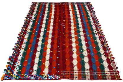 Jajim rug 186x140 cm with a pattern of vertical stripes and colorful dots