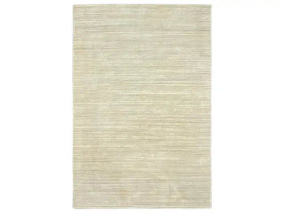 Rectangular beige Gabbeh loom rug with an even linear pattern
