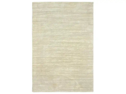 Rectangular beige Gabbeh loom rug with an even linear pattern