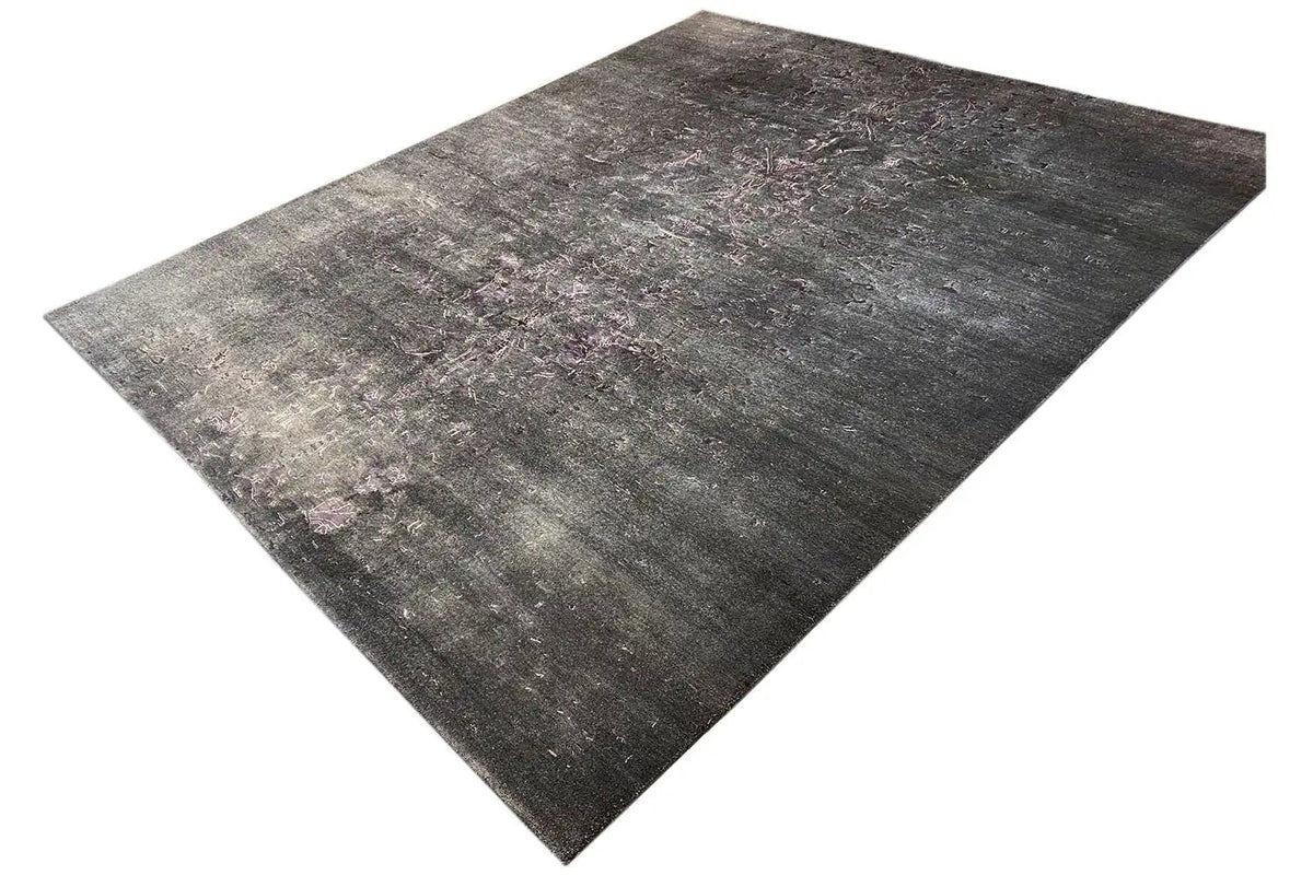 Designer rug, rectangular, dark gray with an abstract texture and light spots