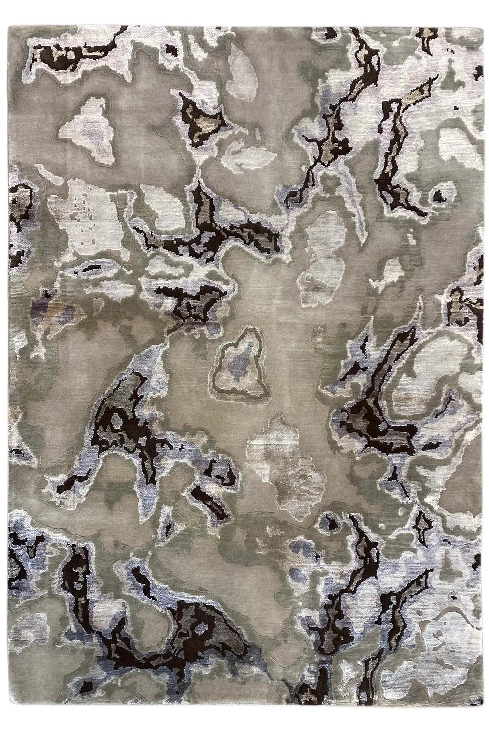 Marble-look rug, light gray with dark flecks, 150x208 cm