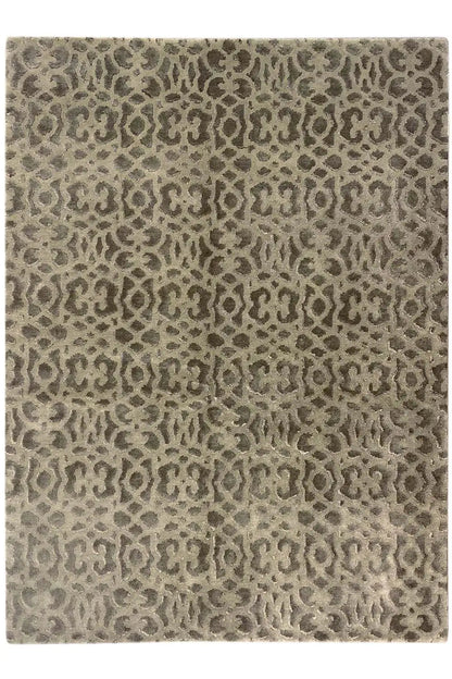Square designer rug with an animal pattern in taupe and light gray