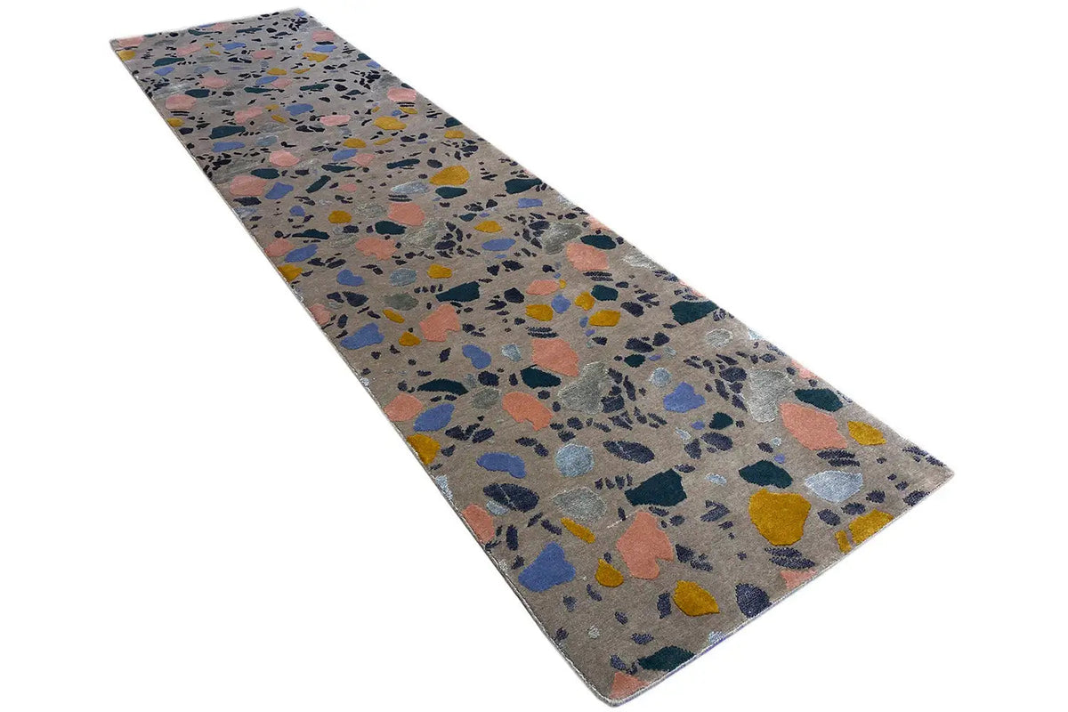 Terrazzo runner rug 79x313 cm, laid out diagonally, terrazzo-style pattern