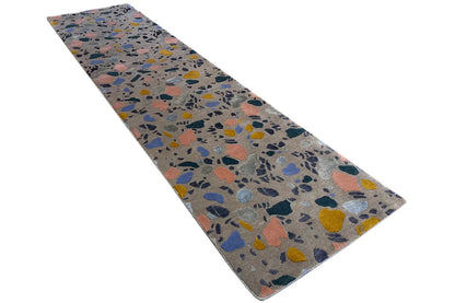 Terrazzo runner rug 79x313 cm, laid out diagonally, terrazzo-style pattern
