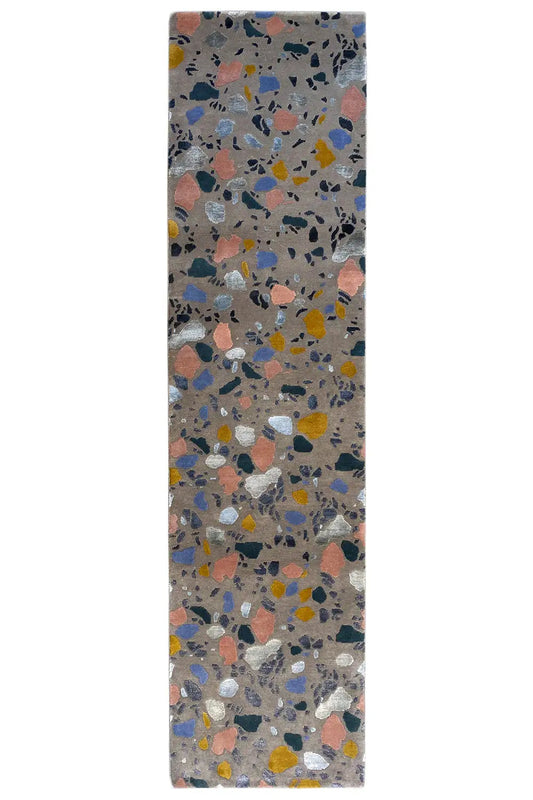 Runner rug Terrazzo 79x313 cm with colorful speckled pattern