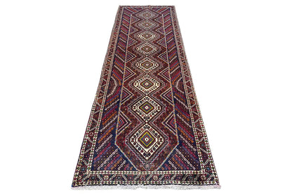 Sirjan runner, wide rectangular, multicolored diamond pattern with a dark decorative border