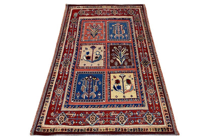 Soumakh rug 117x97 cm upright, red Oriental pattern with a blue border