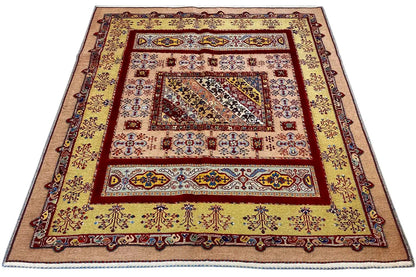 Soumak rug 172x155 cm, square center with a geometric pattern in red and blue