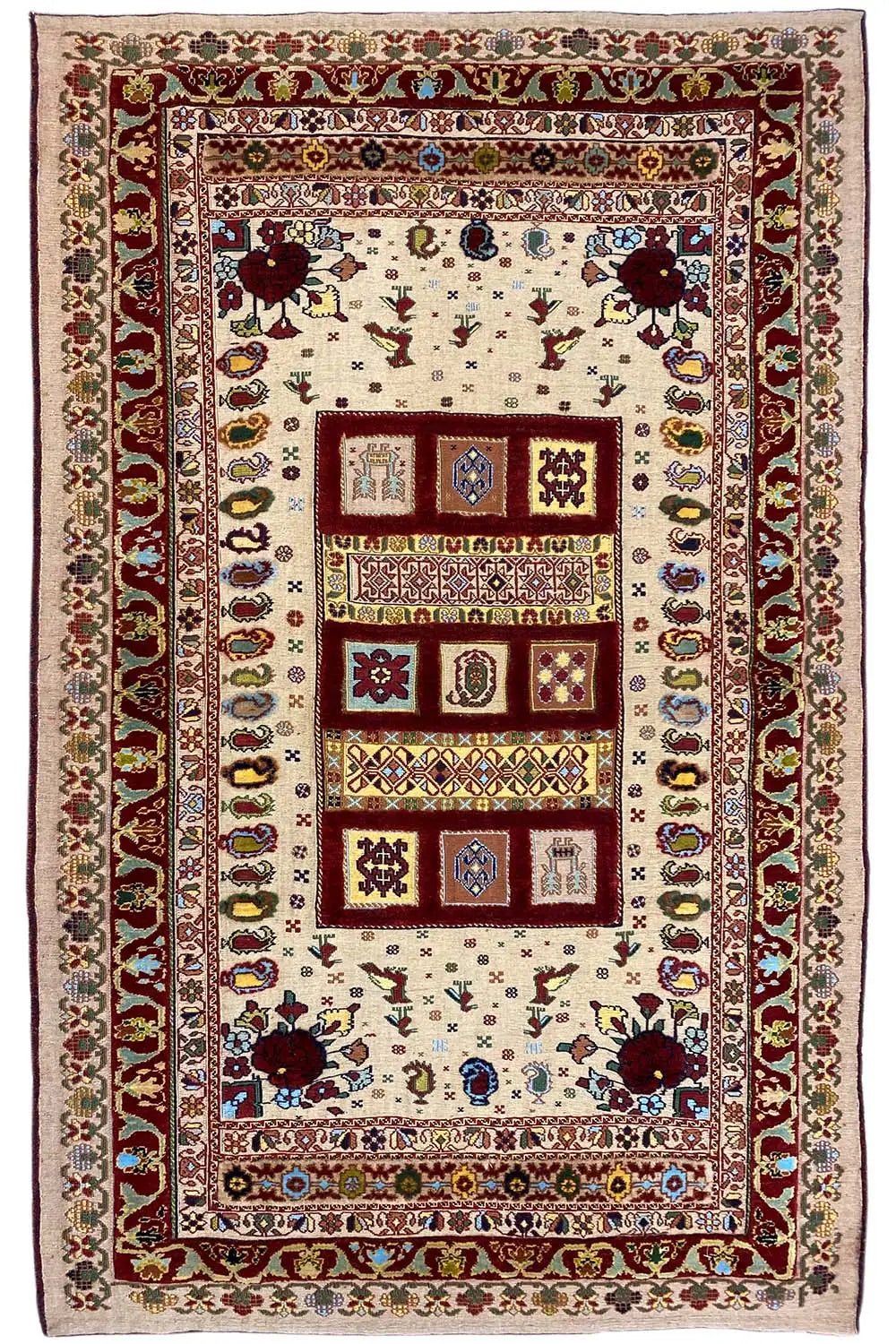Soumak rug 160×102 cm, central frame with floral ornaments