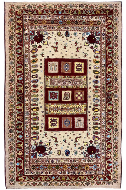 Soumak rug 160×102 cm, central frame with floral ornaments