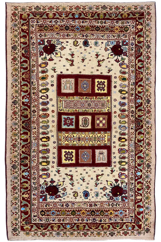 Soumak rug 160×102 cm, central frame with floral ornaments