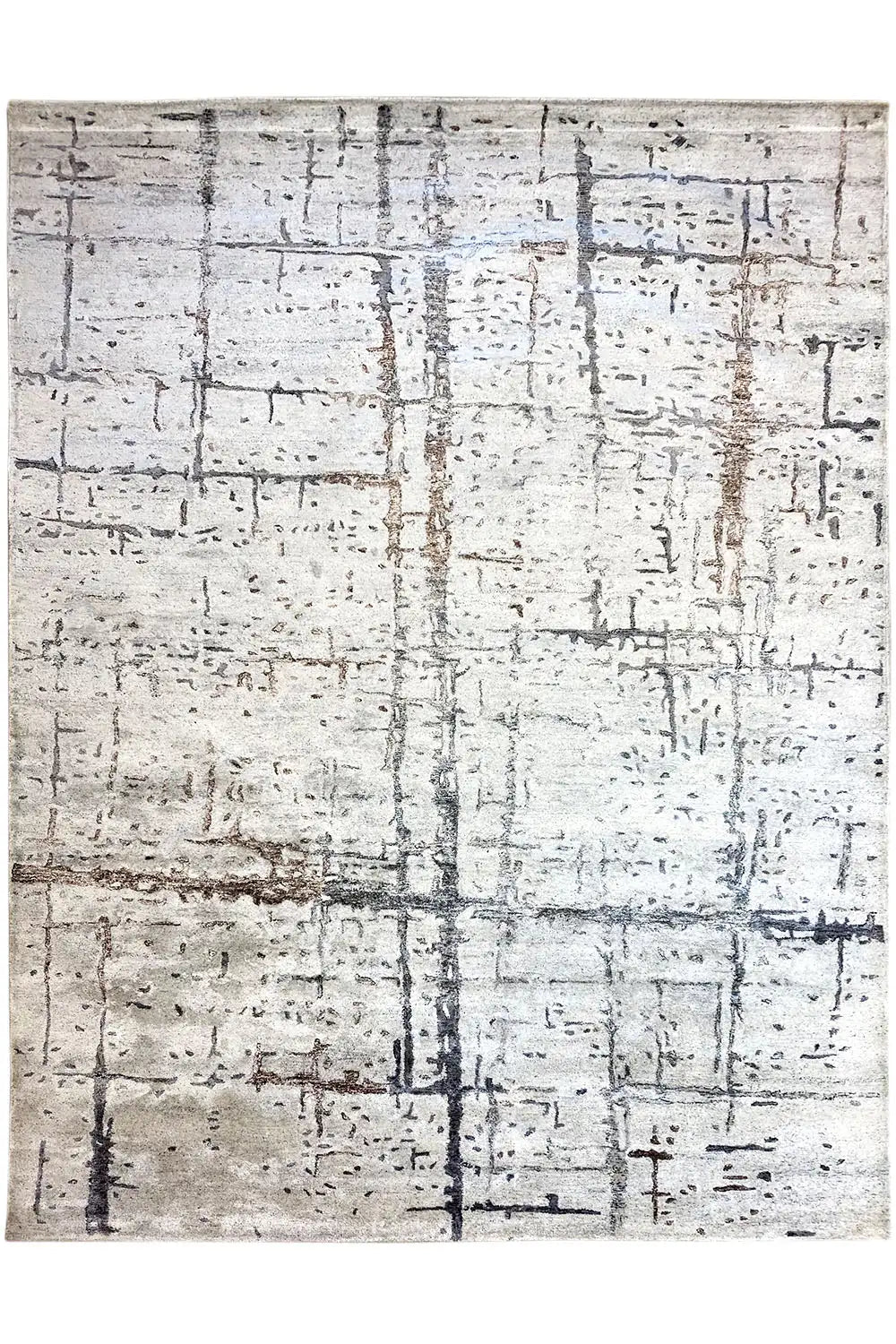 Hand-tufted rug 300x201 cm, rectangular with a textured pattern in beige and gray