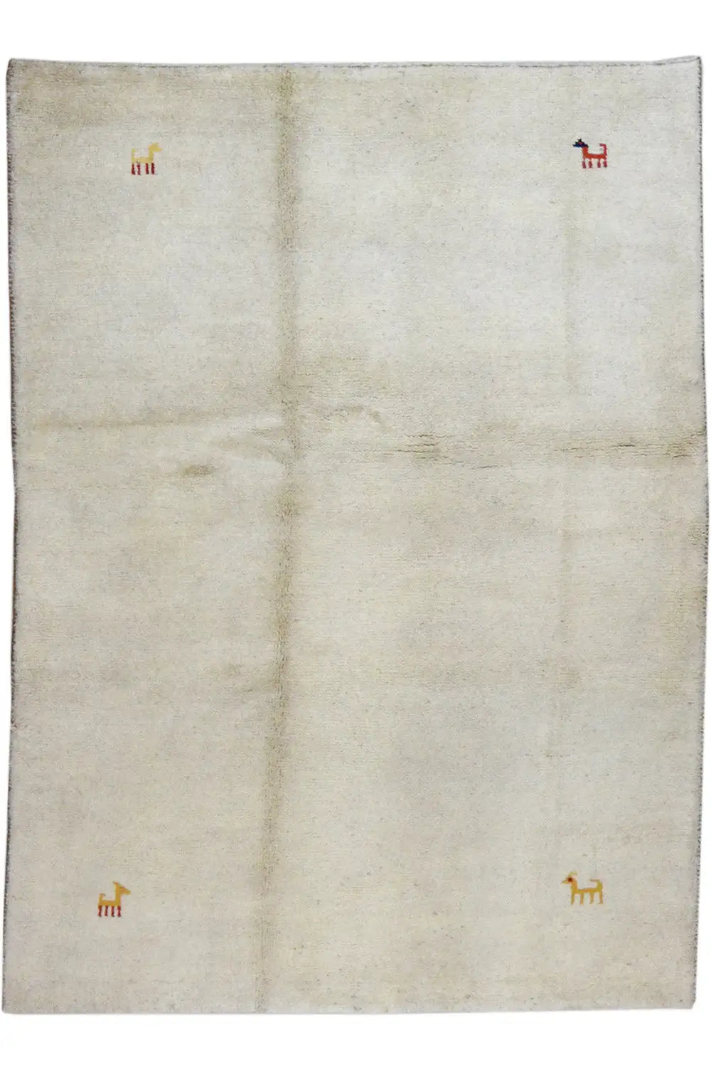 Gabbeh rug (190x135 cm) in light gray with small brown animal motifs