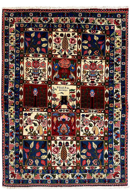 Oriental rug, rectangular: uniform border with many small medallions.