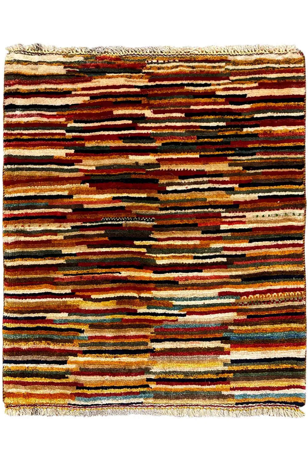 Gabbeh Lori rug 84x68 cm, multicolored stripes, square, with fringes