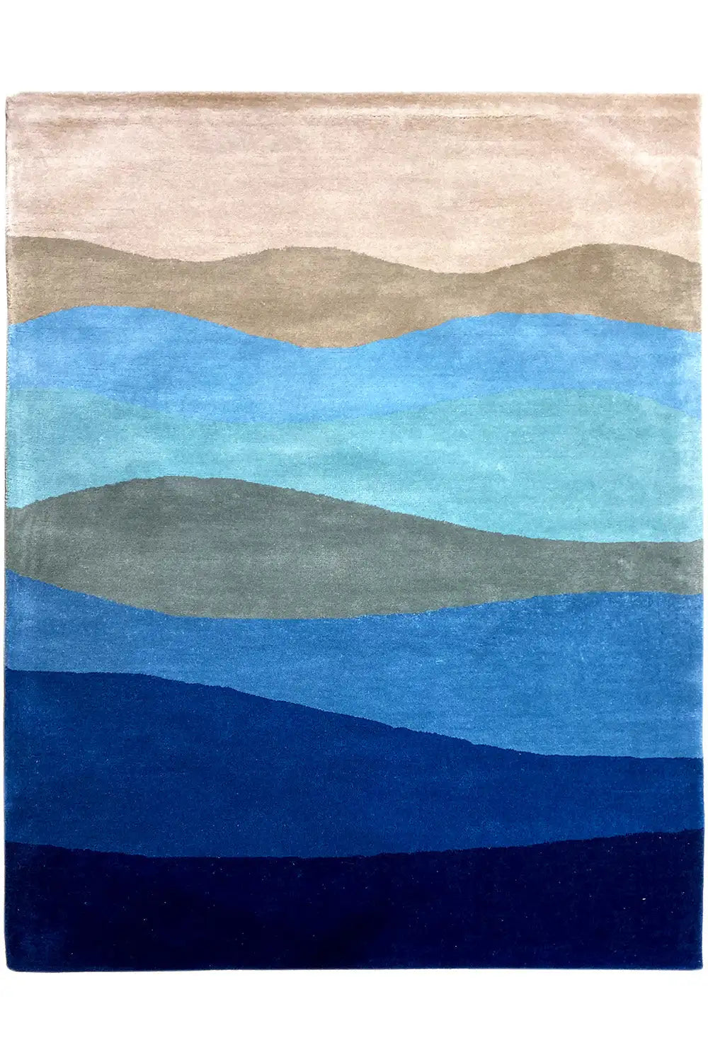 Hand-tufted rug 150x200 cm with multicolored stripes in a landscape design