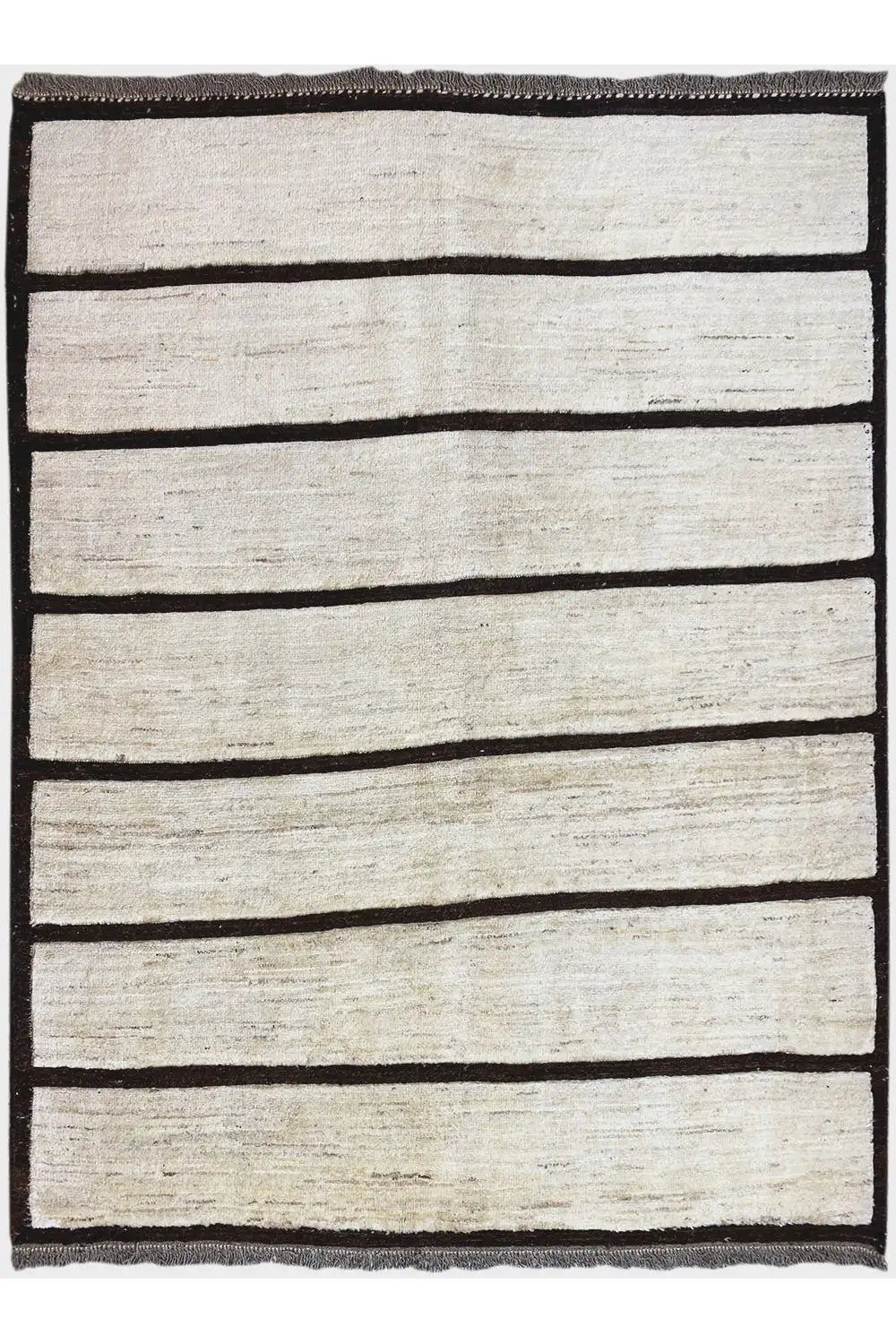 Gabbeh rug with beige stripes and a dark border, approx. 190x155 cm