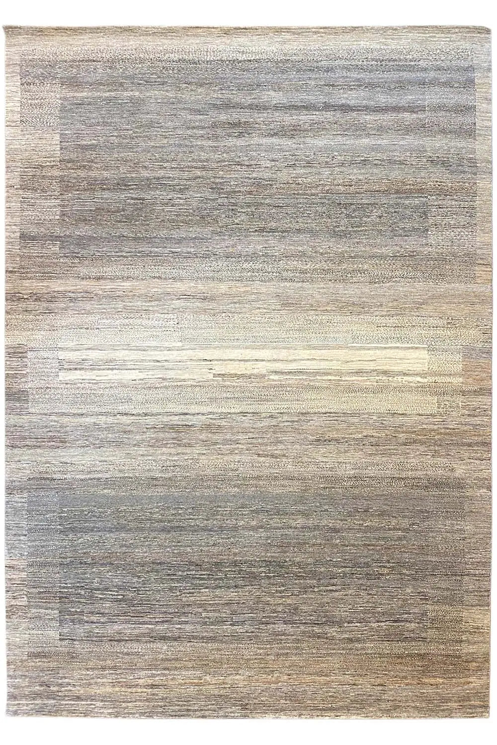 Gabbeh Lori rug, rectangular: solid gray-beige striped pattern