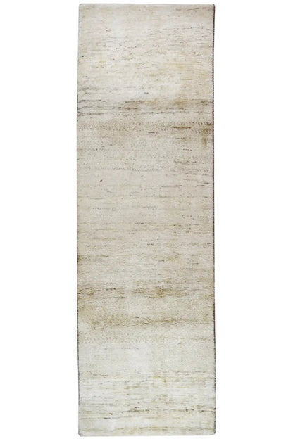 Gabbeh rug 282x82 cm, cream-colored runner with a delicate linear pattern