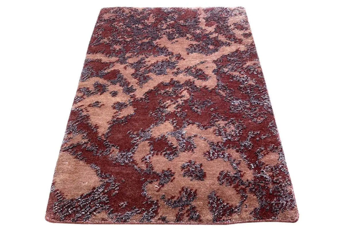 Designer rug 60x40 cm, abstract pattern in burgundy, beige and dark blue