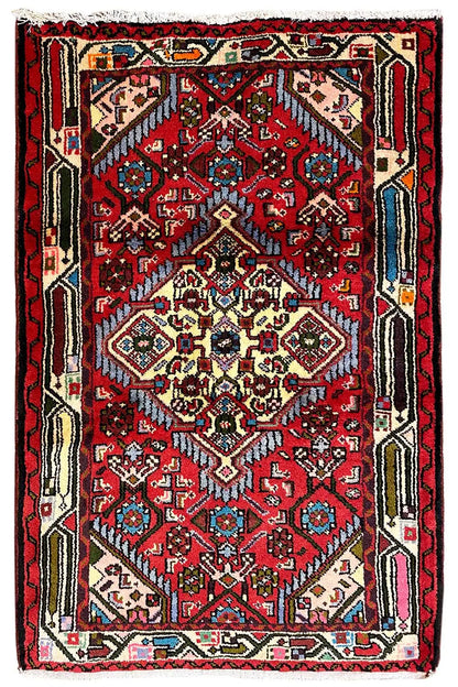 Hamadan rug 118x78 cm, central field with colorful decorative borders
