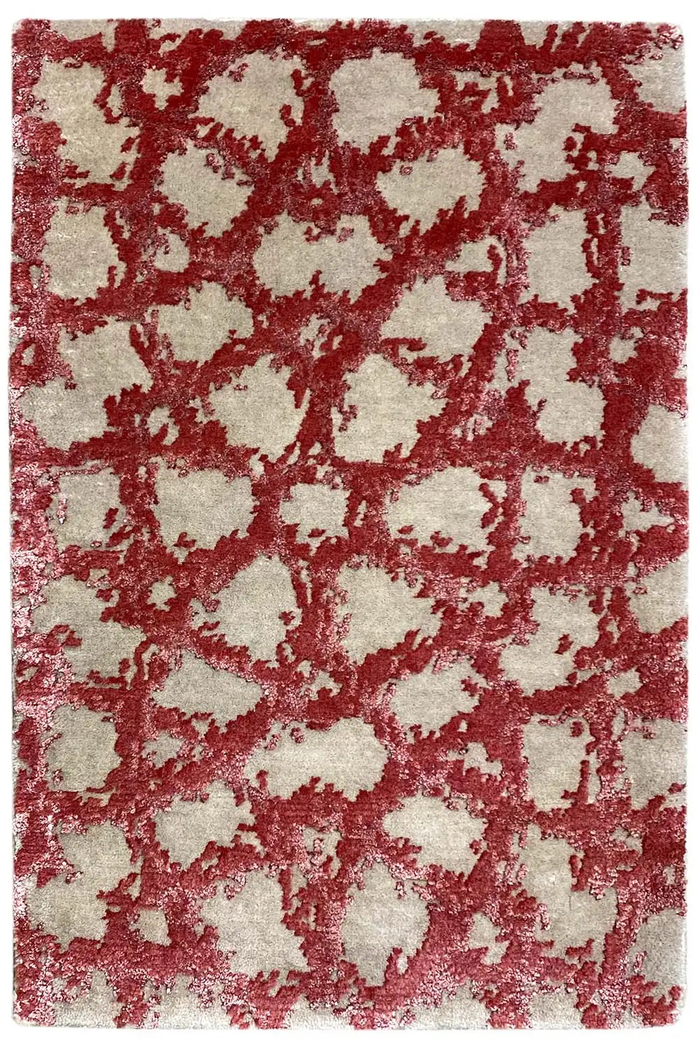 Rug with red and cream-colored pattern, 60x40 cm