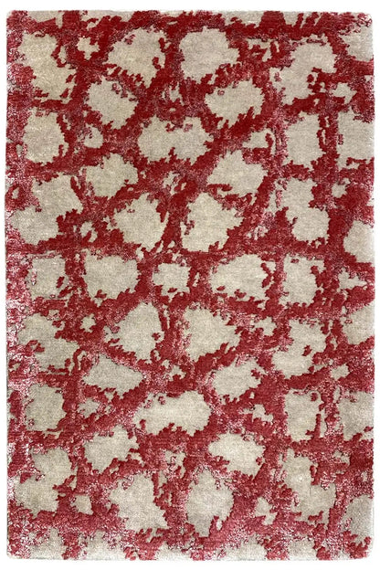 Rug with red and cream-colored pattern, 60x40 cm