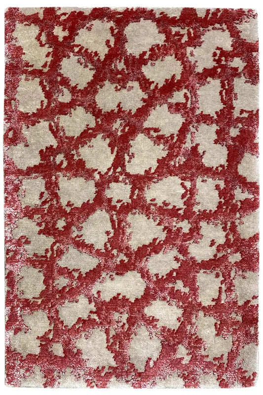 Rug with red and cream-colored pattern, 60x40 cm