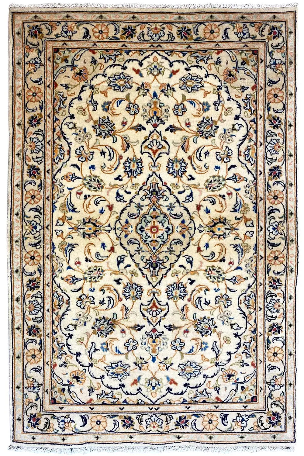 Beige Keshan rug with an ornamental pattern, 148x98 cm