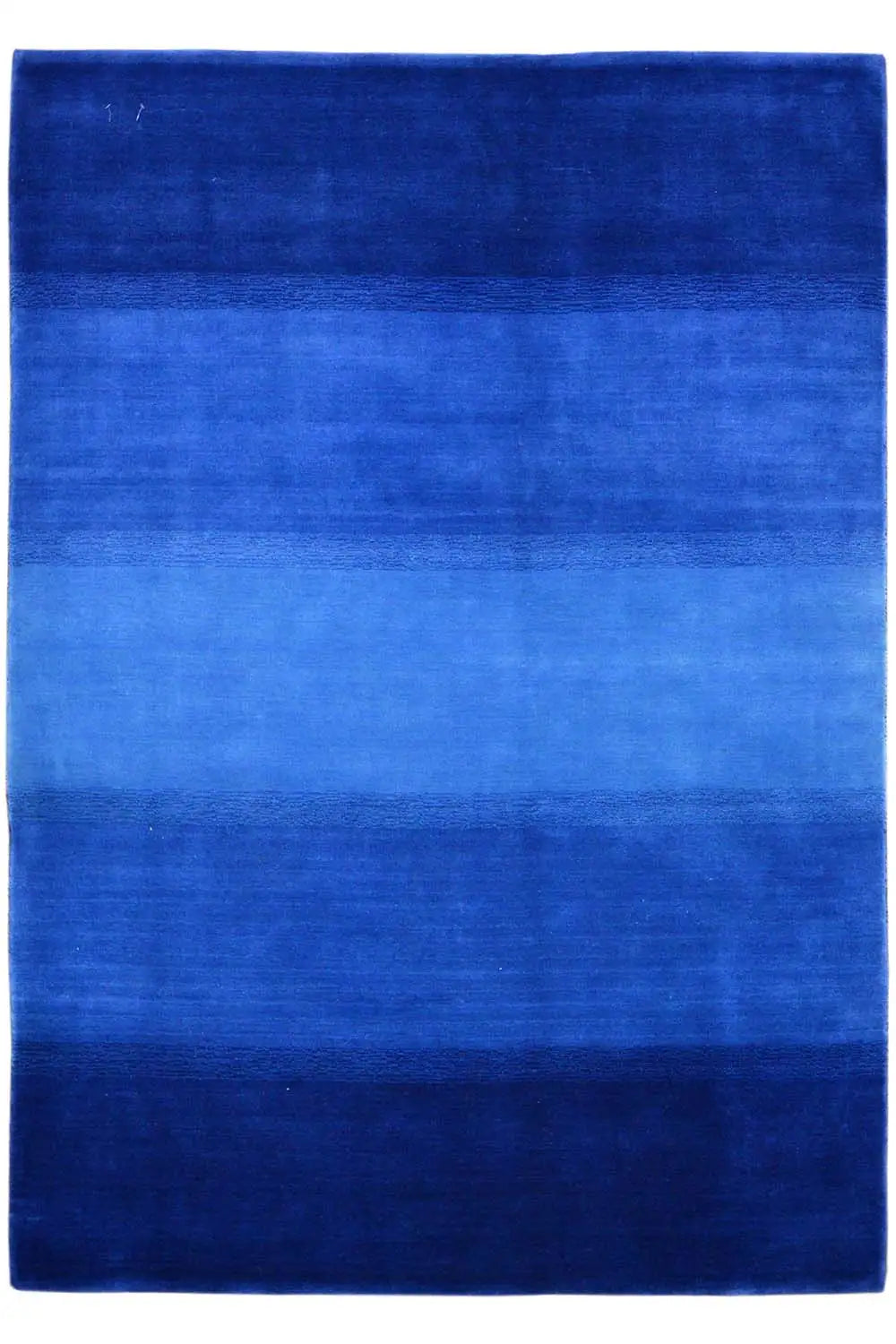 Gabbeh rug 204x149 cm, blue rug with broad horizontal bands of color