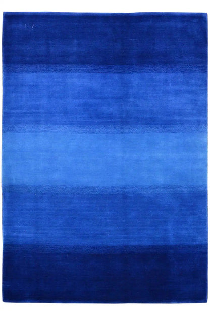 Gabbeh rug 204x149 cm, blue rug with broad horizontal bands of color