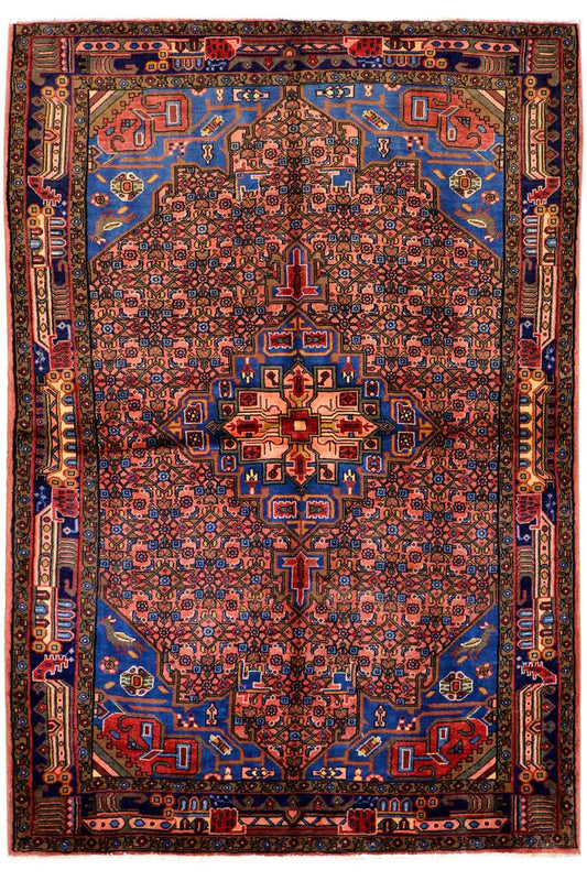 Hamadan rug with a multicolored pattern, rectangular, ornamented in the center